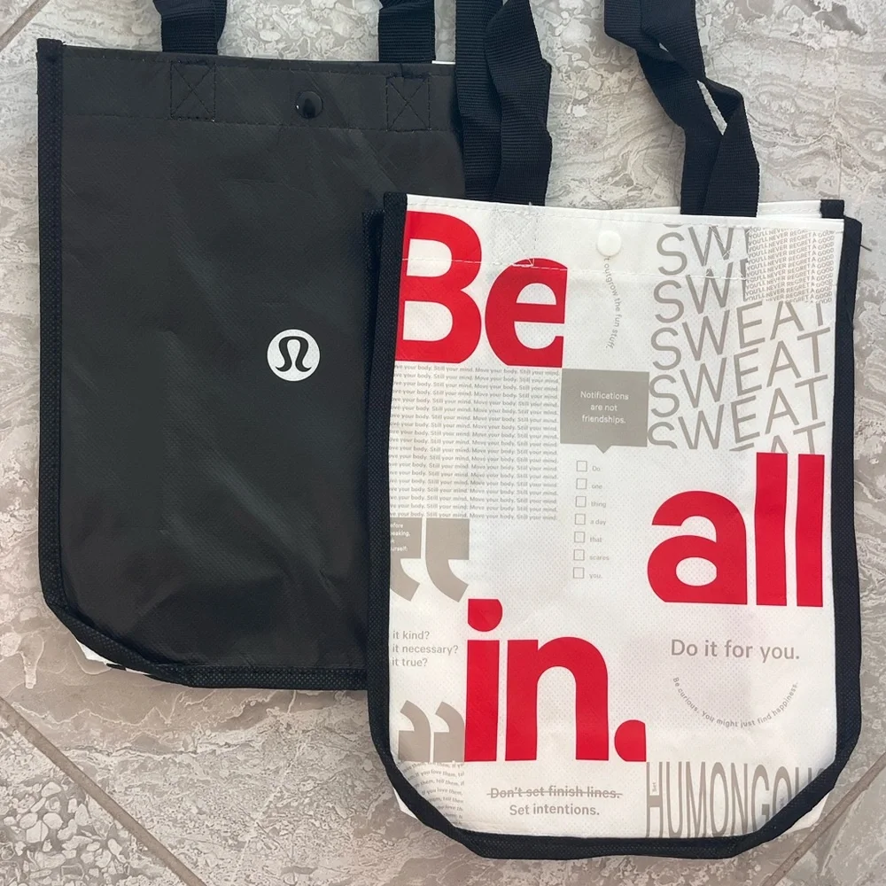 lululemon athletica Black and White Small Tote Bags